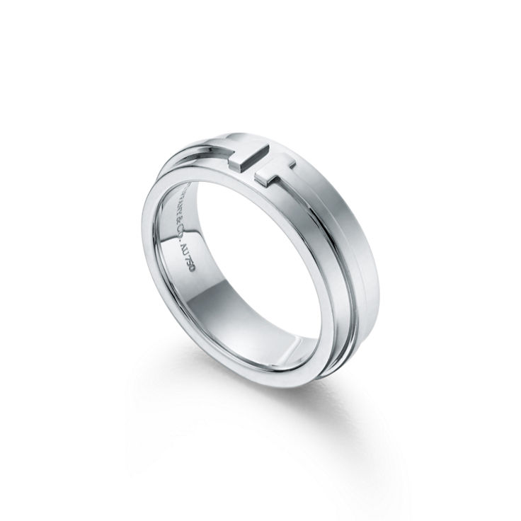 Collezione Tiffany T:Anello a fascia in oro bianco numero immagine 5