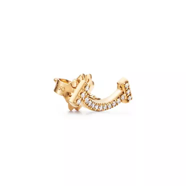 Tiffany T:Smile Mini Earrings in Yellow Gold with Diamonds, 2