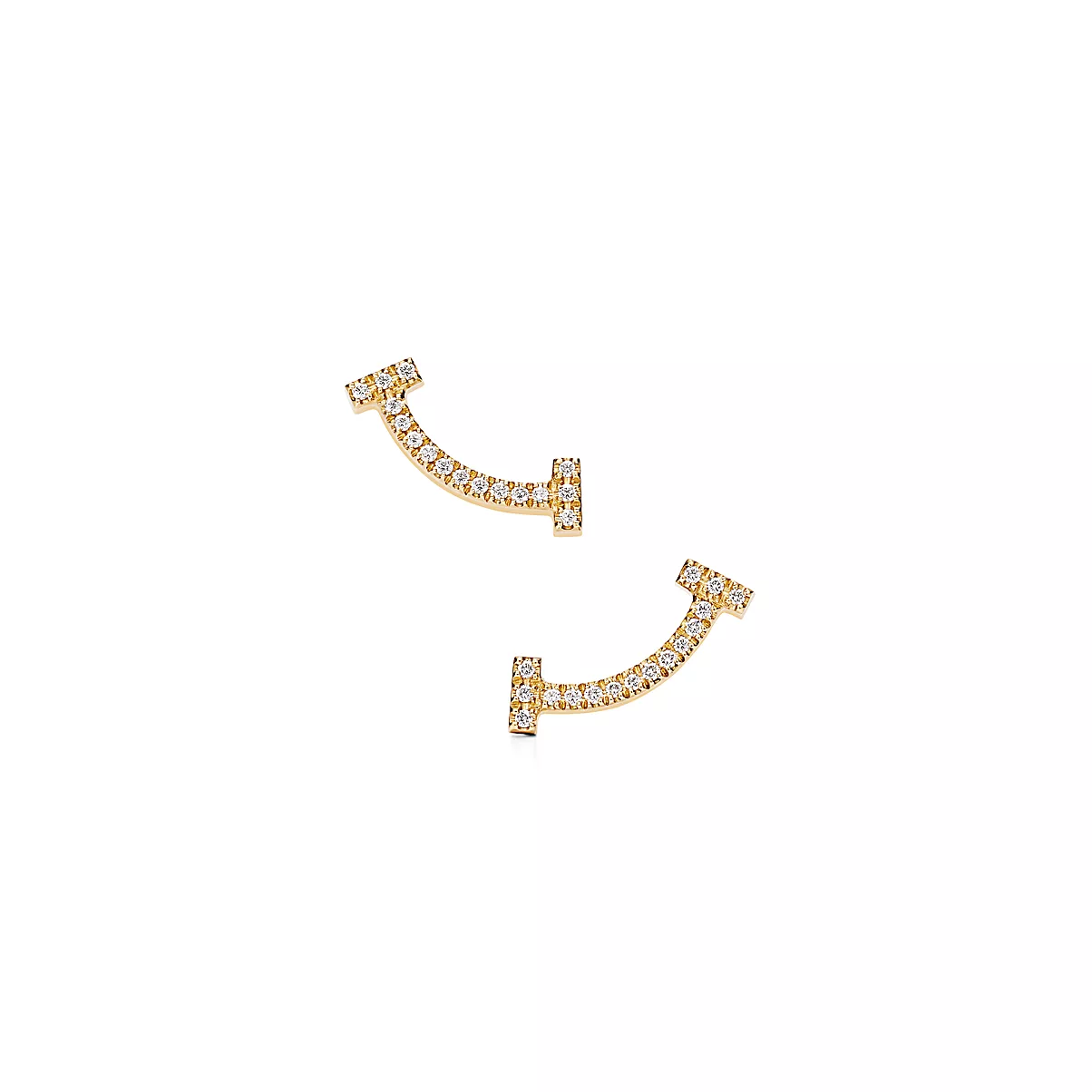 Tiffany T Earrings 18K 옐로우 골드 라운드 브릴리언트 다이아몬드 One Scale
