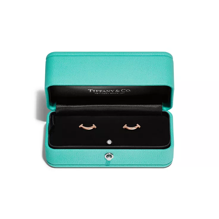 Tiffany T:Smile Mini Earrings in Rose Gold with Diamonds, 2