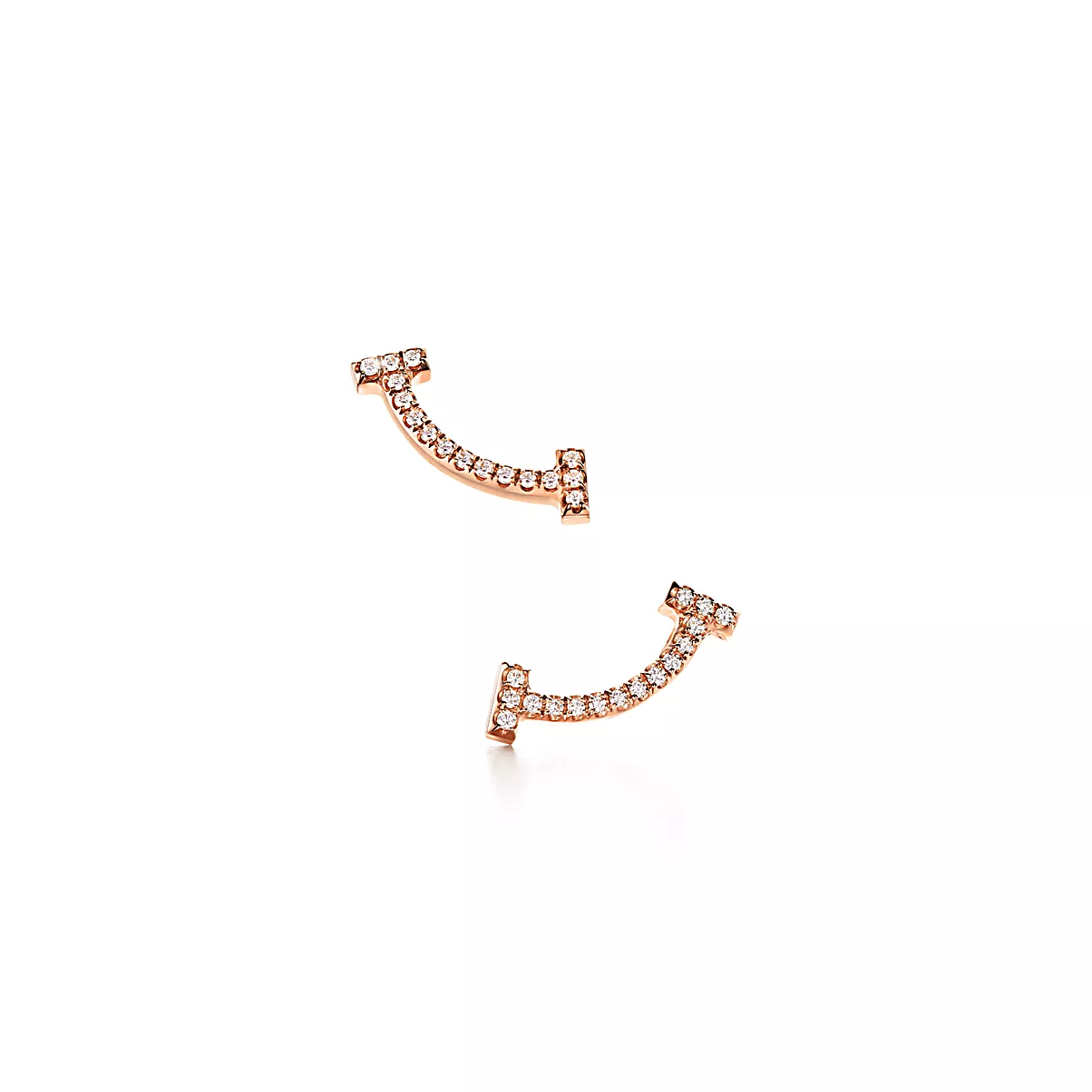 Tiffany T Earrings 18K 로즈 골드 라운드 브릴리언트 다이아몬드 One Scale