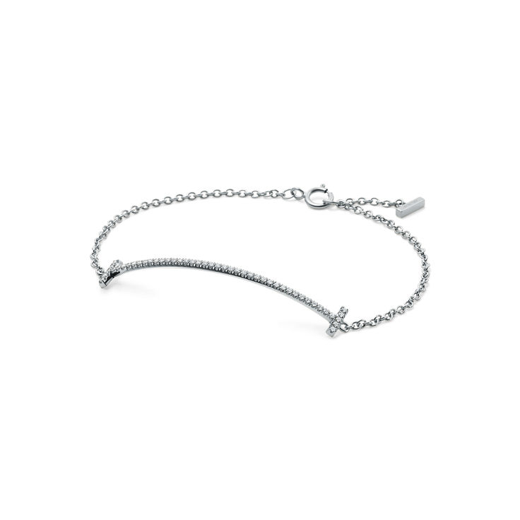 Tiffany T:Smile Bracelet in White Gold with Diamonds image number 2