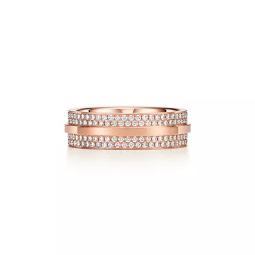 Tiffany T:Breiter Pavé-Diamantring in 18 Karat Roségold, 3