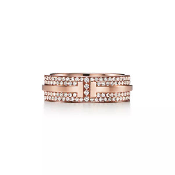 Wide Pavé Diamond Ring in 18k Rose Gold