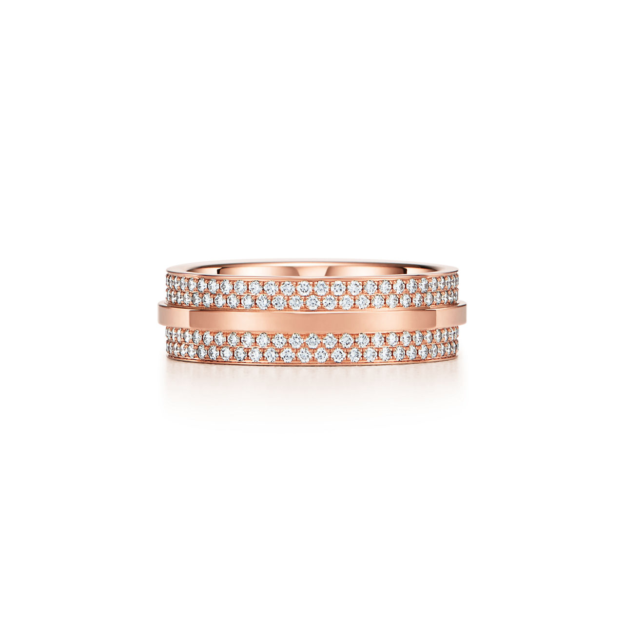 Tiffany T:Wide Pavé Diamond Ring in 18k Rose Gold image number 3