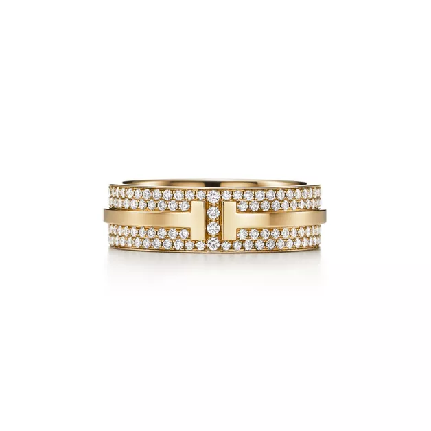 Tiffany T:Wide Pavé Diamond Ring in Yellow Gold image number 0