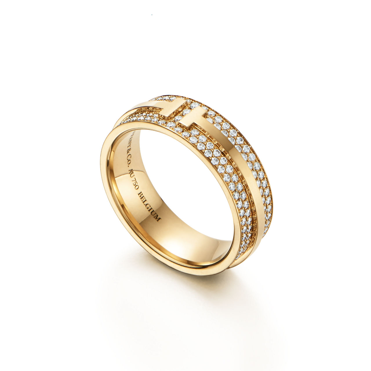 Tiffany T:Wide Pavé Diamond Ring in Yellow Gold image number 3