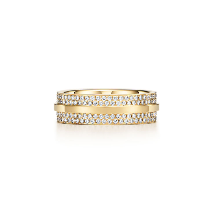 Tiffany T:Wide Pavé Diamond Ring in Yellow Gold image number 4