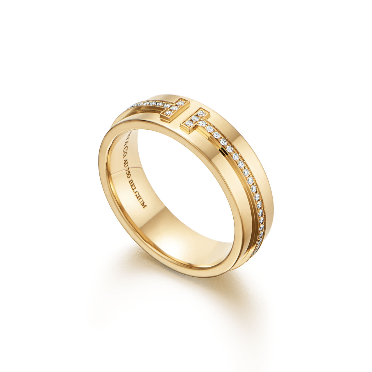 Tiffany T:Wide Diamond Ring in Yellow Gold image number 3