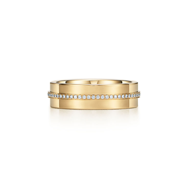 Tiffany T:Wide Diamond Ring in Yellow Gold image number 4