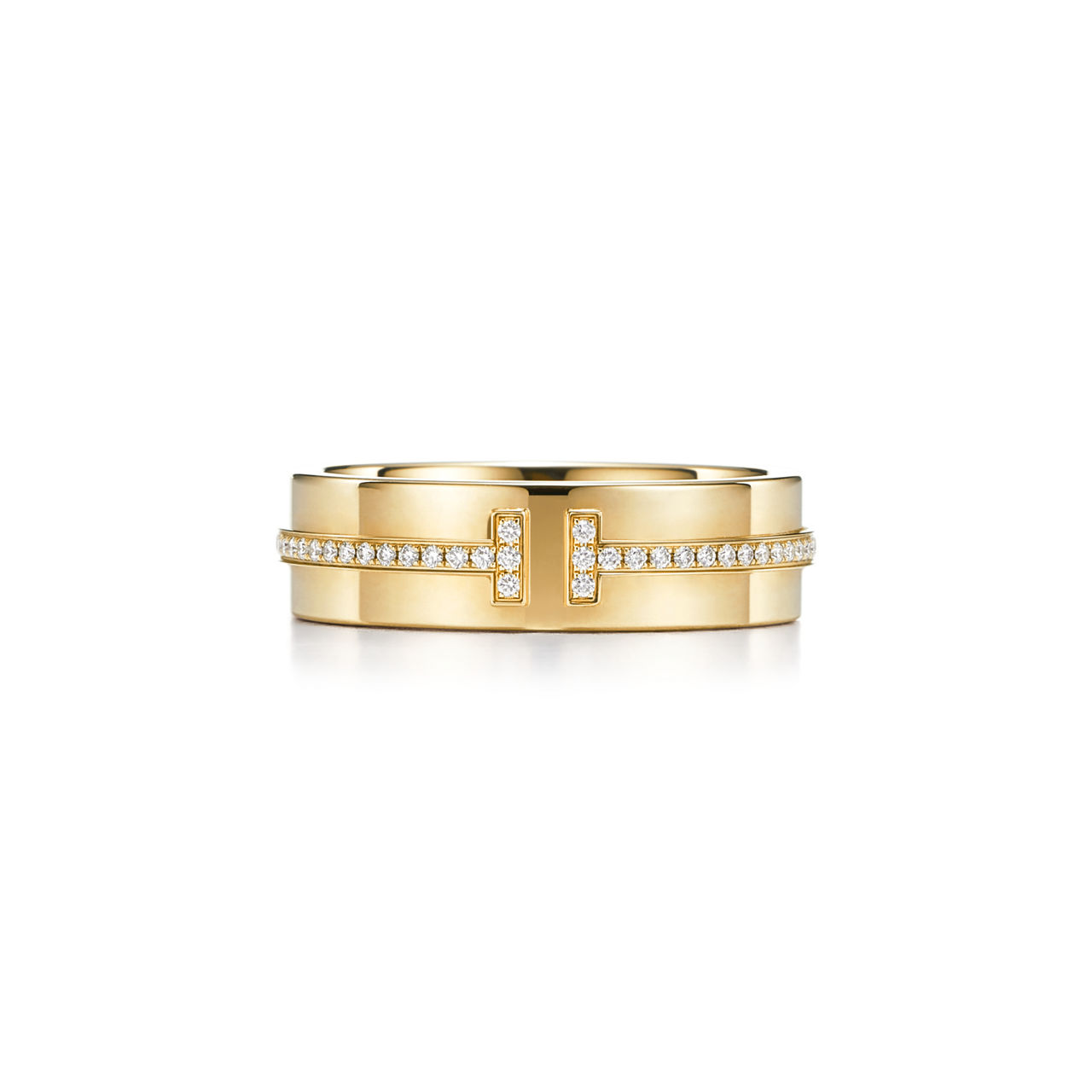 Wide Diamond Ring in Yellow Gold