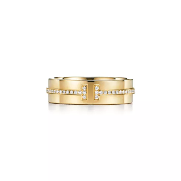 Wide Diamond Ring in Yellow Gold