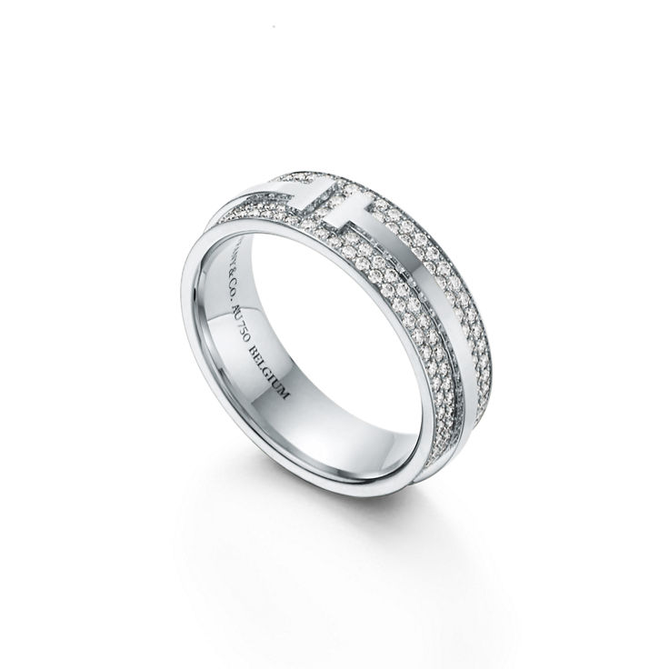 Tiffany T:Wide Pavé Diamond Ring in White Gold image number 4