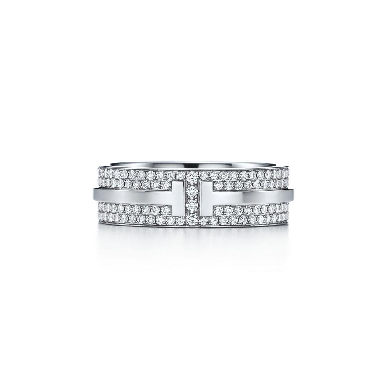 Tiffany T:Wide Pavé Diamond Ring in White Gold image number 0