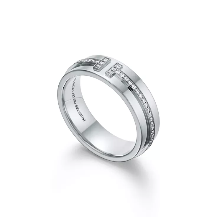 Collezione Tiffany T:Anello a fascia con diamanti in oro bianco, 5