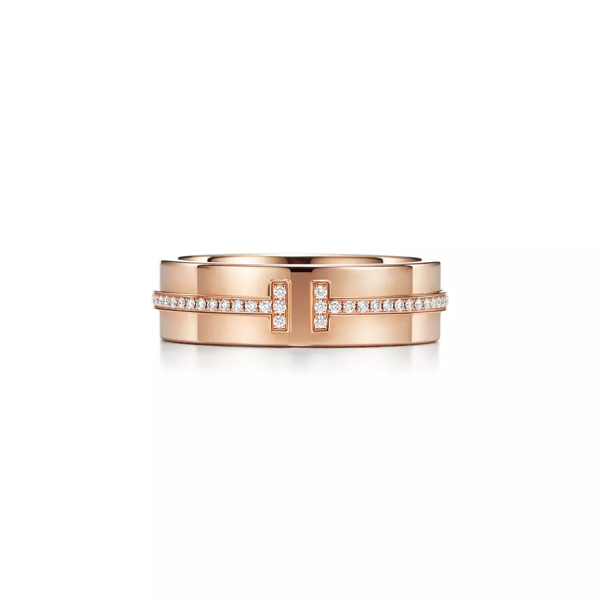 Wide Diamond Ring in Rose Gold