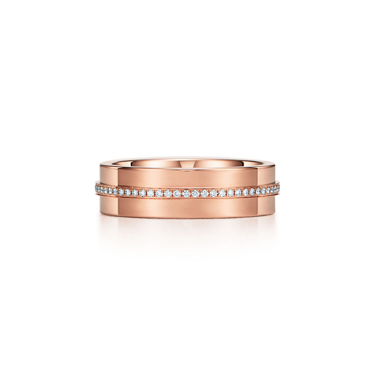 Tiffany T:Wide Diamond Ring in Rose Gold image number 4