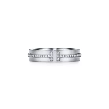 Tiffany T:Narrow Diamond Ring in White Gold, 6