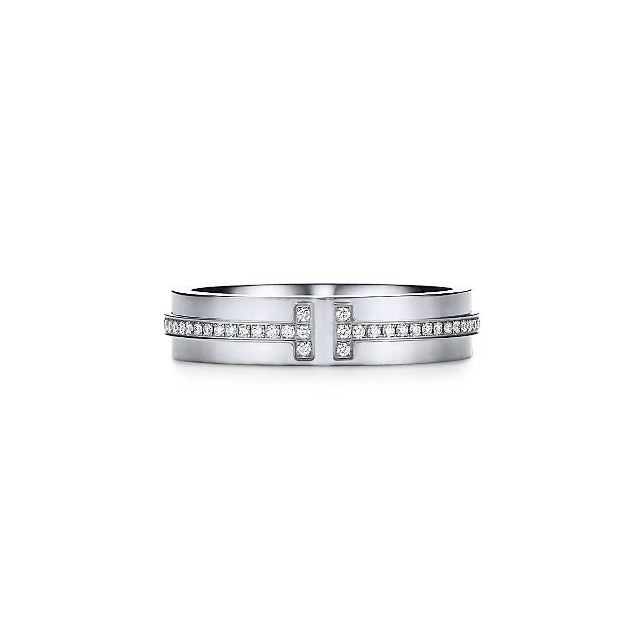 Tiffany T:네로우 다이아몬드 링, 18K 화이트 골드 이미지 번호 0