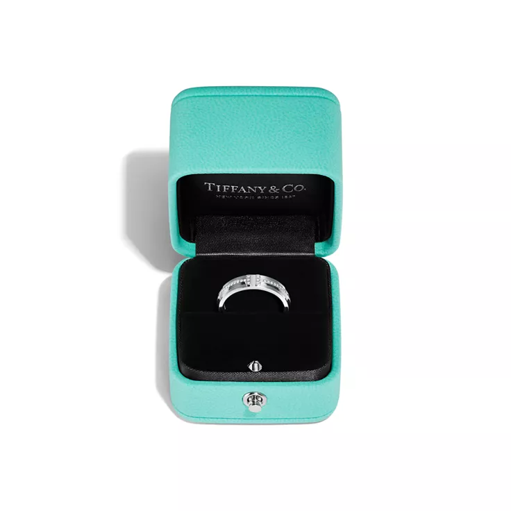 Tiffany T:Narrow Diamond Ring in White Gold, 6