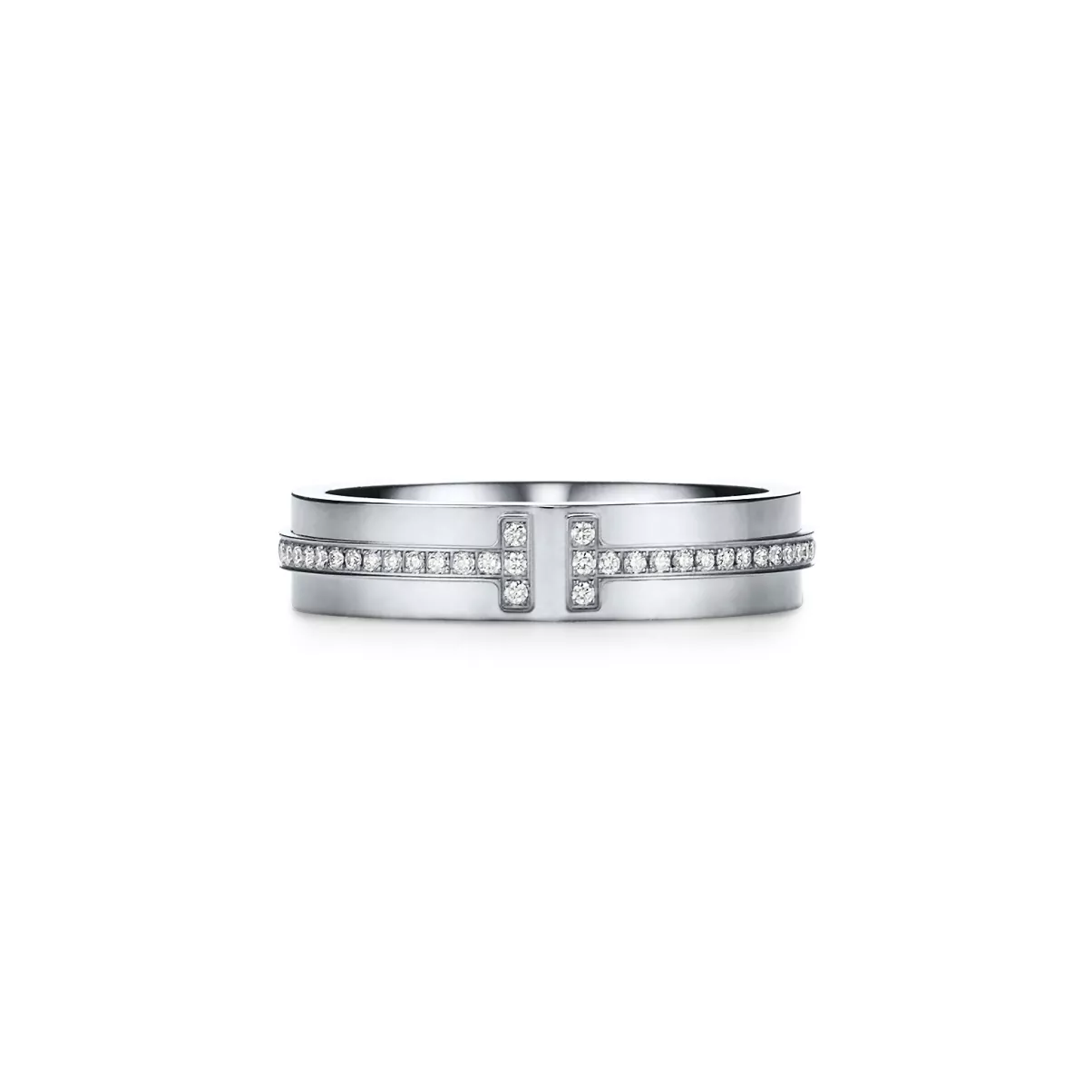 Narrow Diamond Ring in White Gold