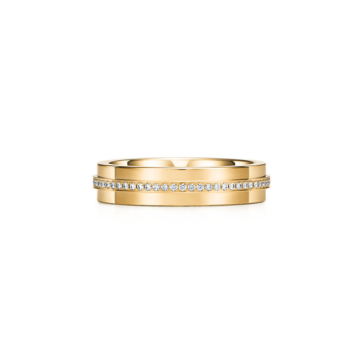 Tiffany T:Narrow Diamond Ring in Yellow Gold image number 4