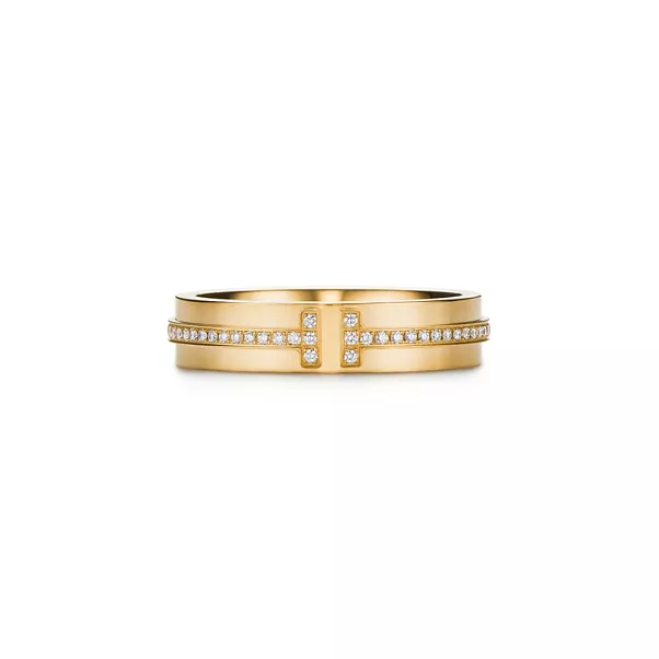 Schmaler Diamantring in Gelbgold