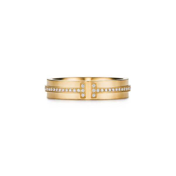 Tiffany T:Narrow Diamond Ring in Yellow Gold