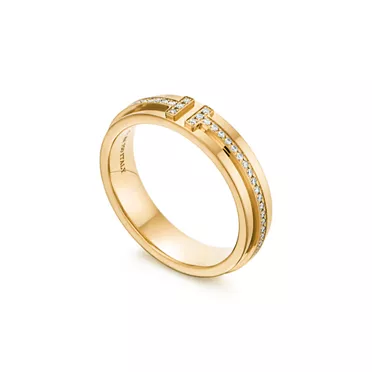 Tiffany T:Schmaler Diamantring in Gelbgold, 3