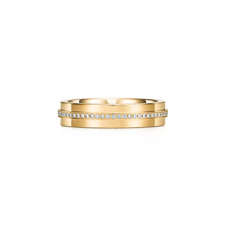 Tiffany T:Schmaler Diamantring in Gelbgold, 4