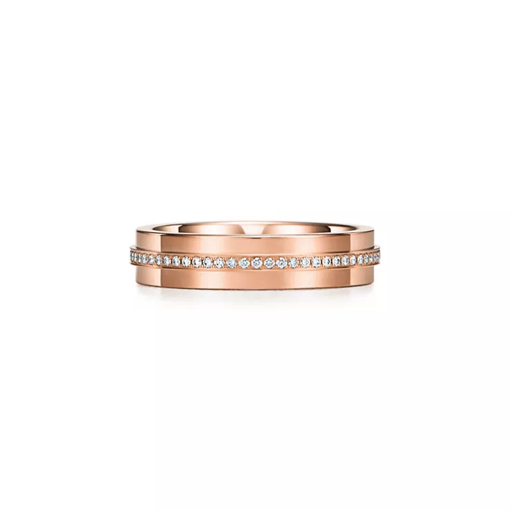 Tiffany T:Narrow Diamond Ring in Rose Gold, 5