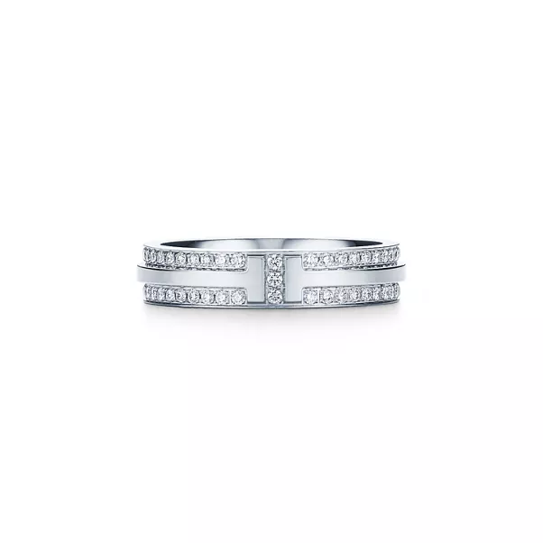 Schmaler Pavé-Diamantring in Weißgold