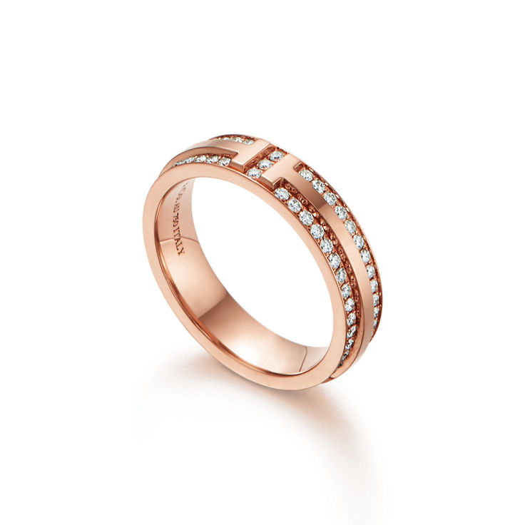 Tiffany T:Schmaler Pavé-Diamantring in Roségold Bildnummer 4