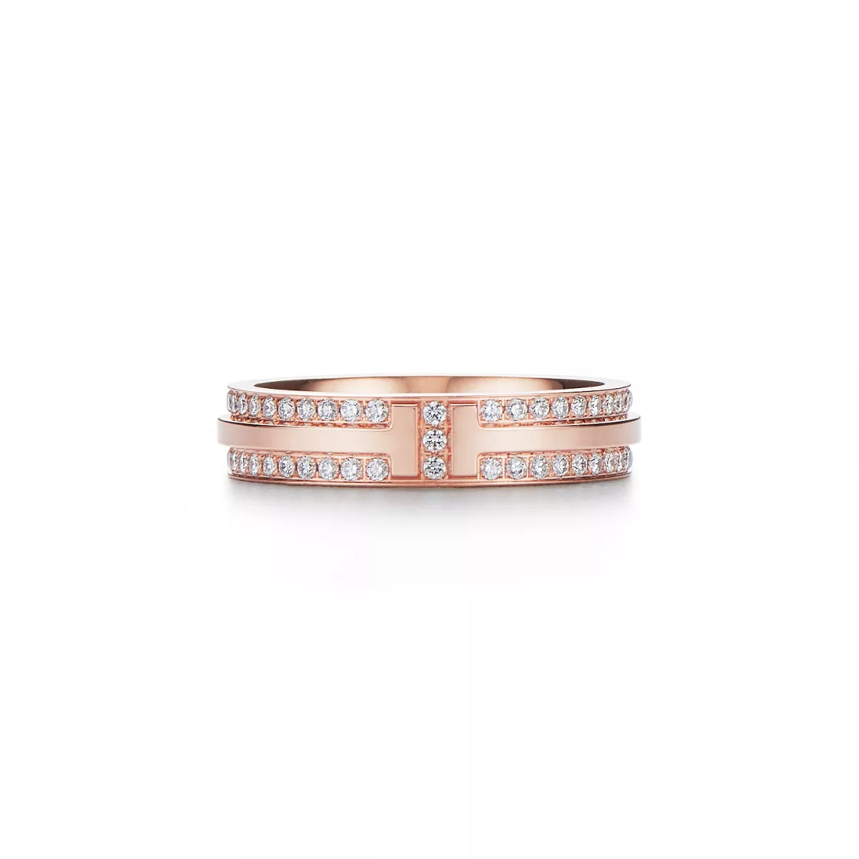 Narrow Pav&eacute; Diamond Ring in Rose Gold