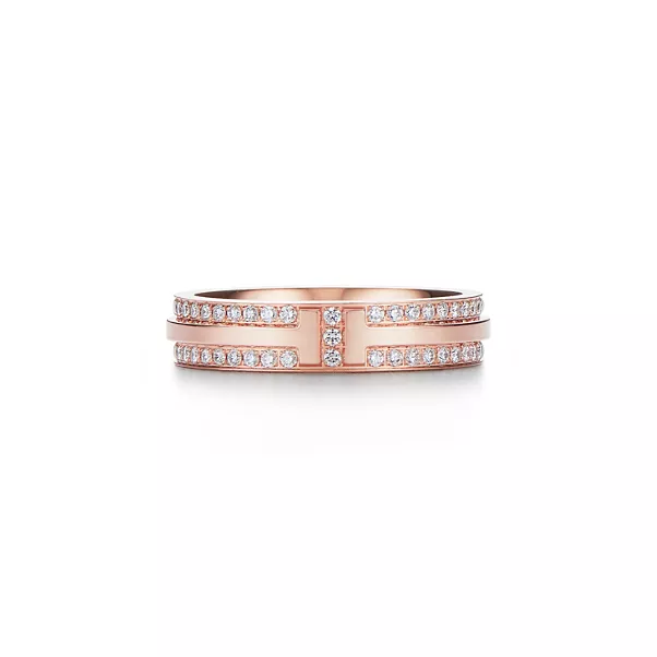 Schmaler Pavé-Diamantring in Roségold