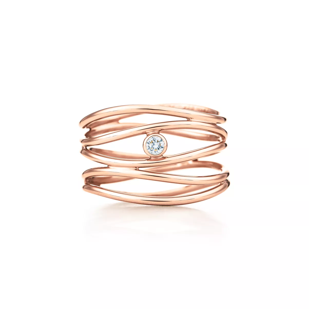 Anillo de diamantes Wave de cinco vueltas 