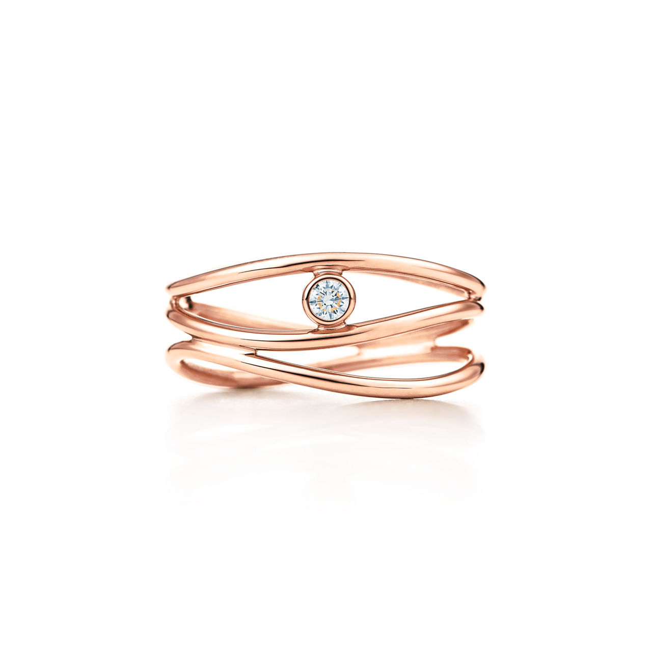 Wave dreireihiger Diamantring 