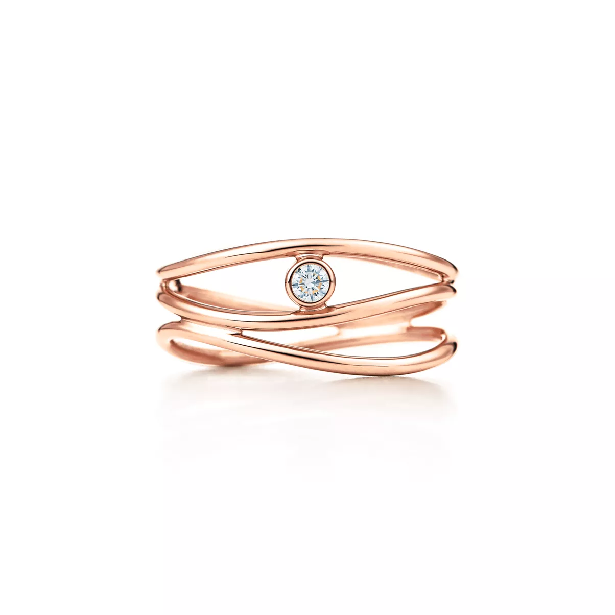 Wave Three-row Diamond Ring 