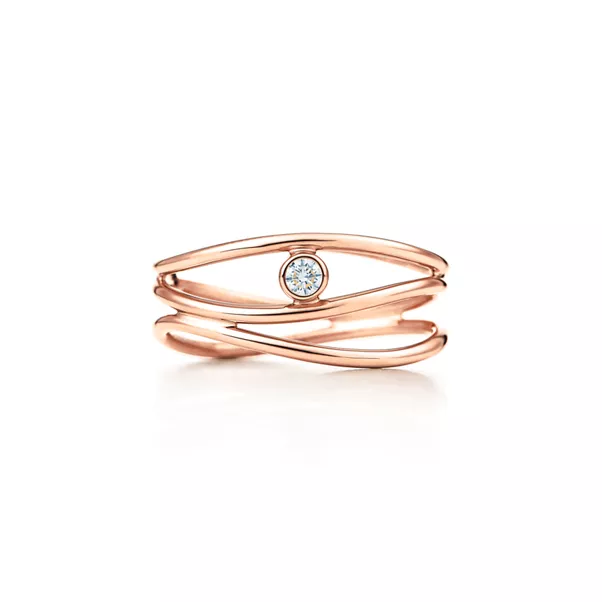 Wave dreireihiger Diamantring 