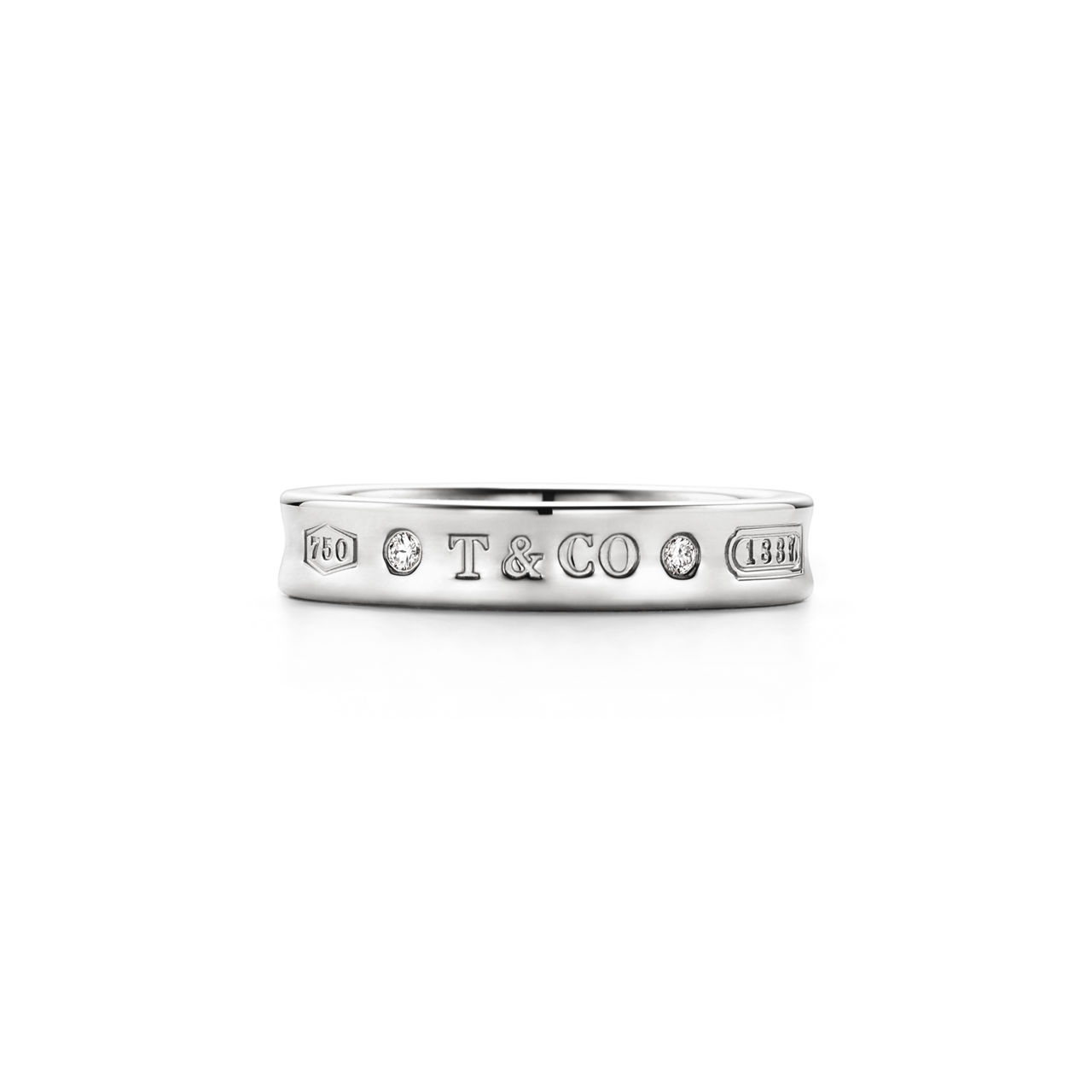 Bague en or blanc 18 carats et diamants. Étroite.