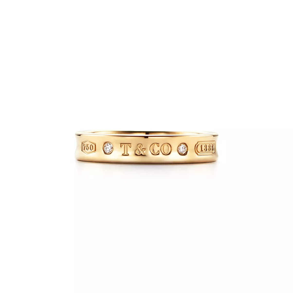 Bague en or jaune 18&nbsp;carats et diamants. &Eacute;troite.