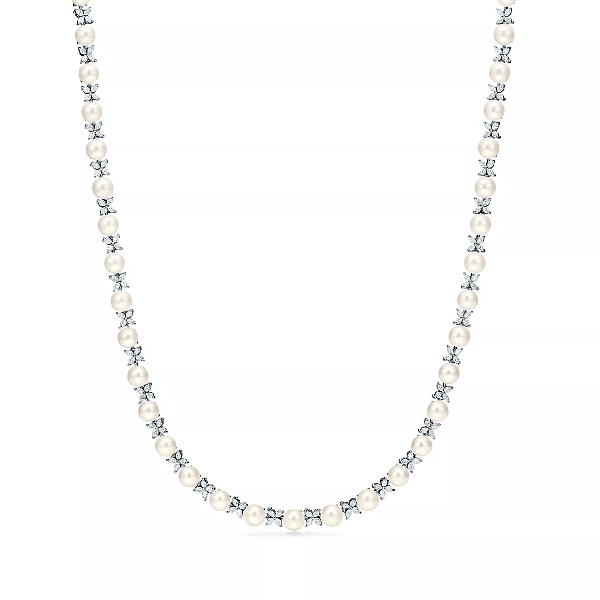 Tiffany Victoria Necklace 플래티늄 라운드 브릴리언트 다이아몬드 One Scale