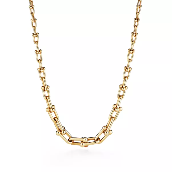 Gliederhalskette in abgestuftem Design in Gelbgold