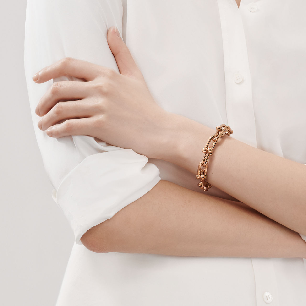 Gliederarmband, große Glieder in Roségold