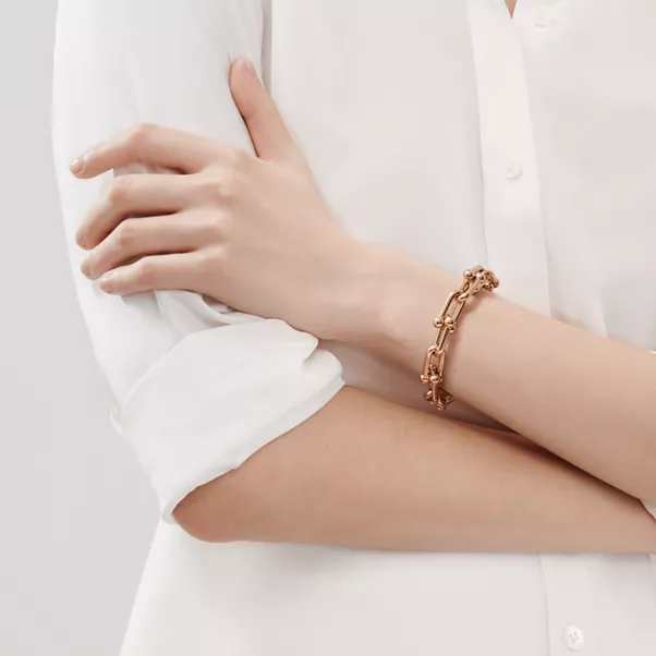 Large Link Bracelet in Rose Gold