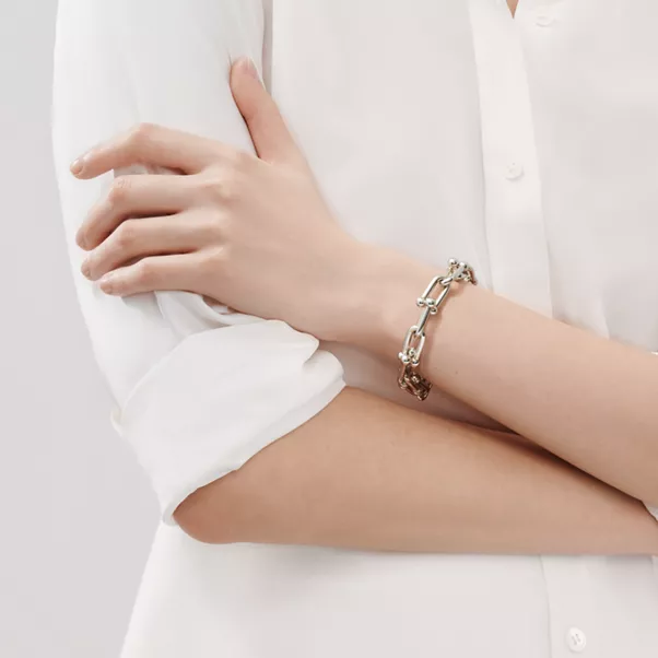 Bracelet à maillons larges en argent 925 millièmes