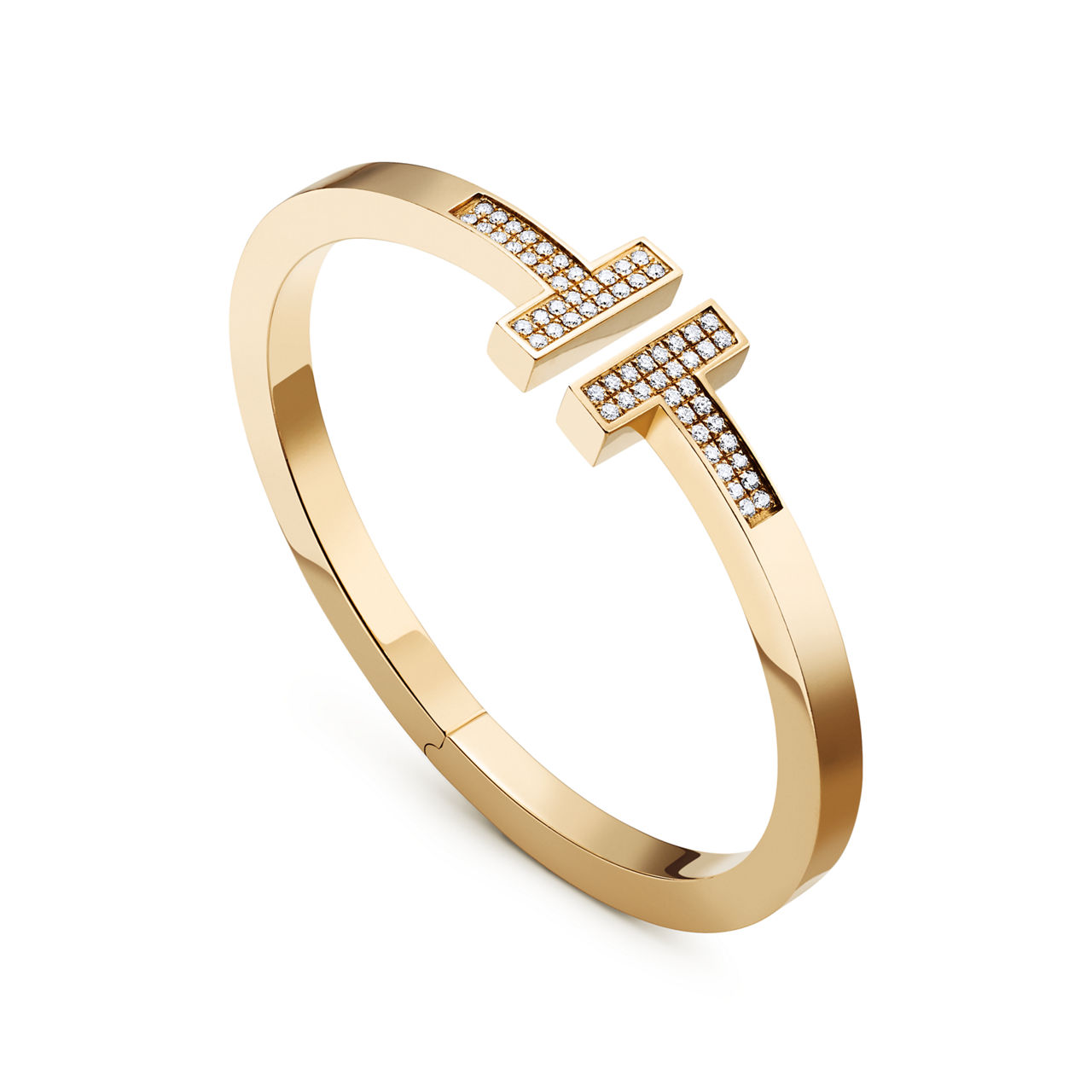 Tiffany T:Pavé Diamond Square Bracelet in Yellow Gold image number 2