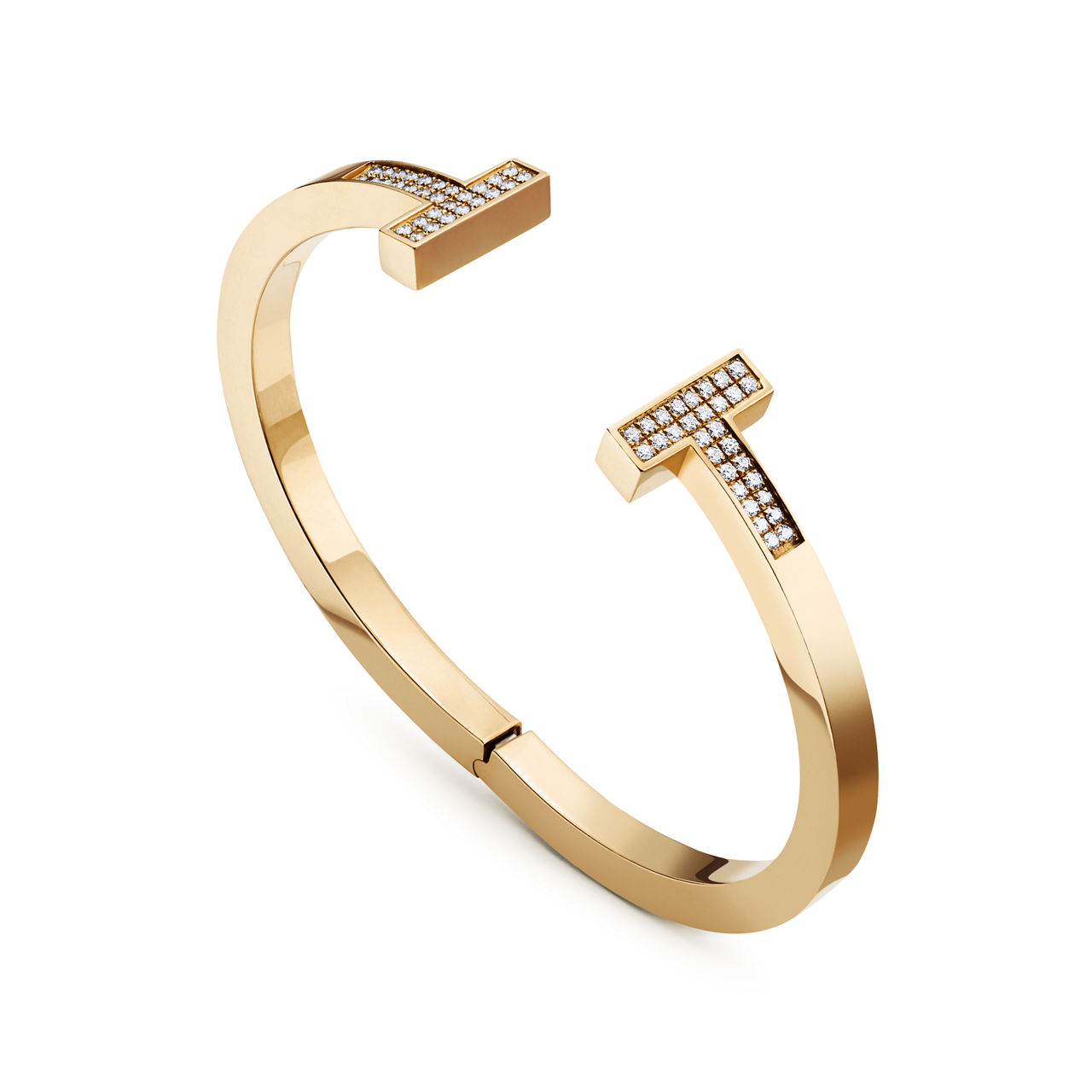 Tiffany T:Pavé Diamond Square Bracelet in Yellow Gold image number 3