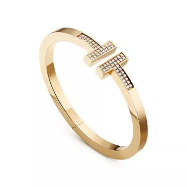 Tiffany T:Pav&eacute; Diamond Square Bracelet in Yellow Gold, 2