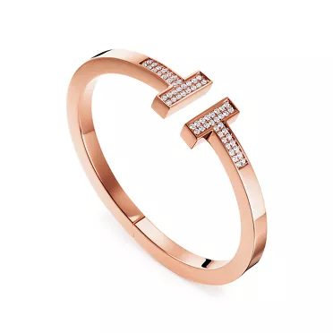 Tiffany T:Pav&eacute; Diamond Square Bracelet in Rose Gold, 2